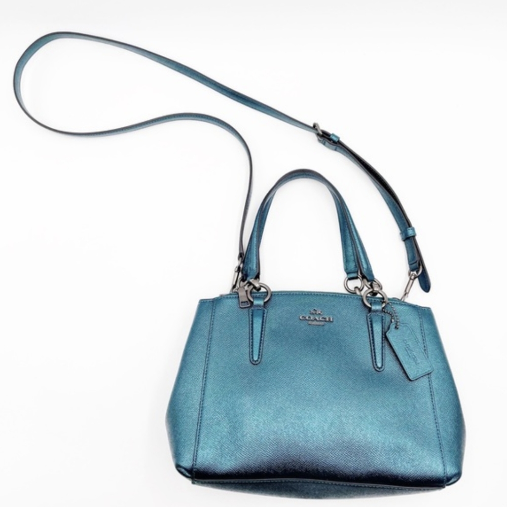 COACH Metallic Teal Mini Christie Carryall Crossbody